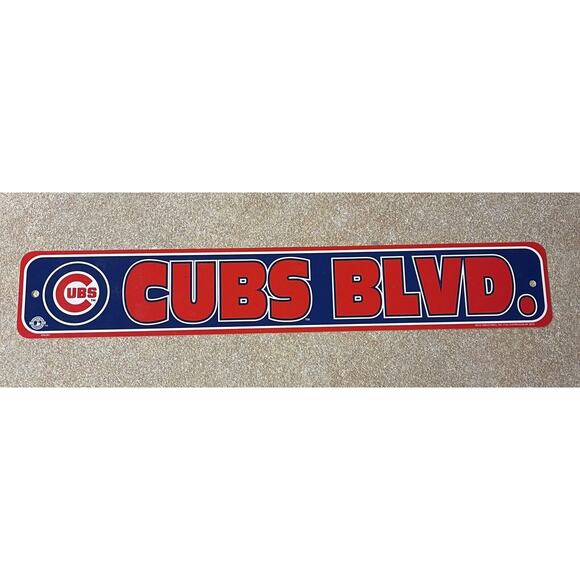 MLB Baseball Chicago Cubs Blvd Plastic Sign 24 x 4 Inches - Picture 1 of 3